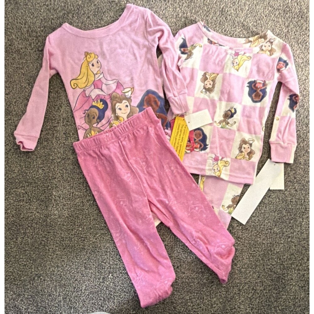 Girls Disney Princess Pink Pajama Set Long Sleeve 2pc Size 2T NWT A4